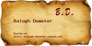 Balogh Demeter névjegykártya